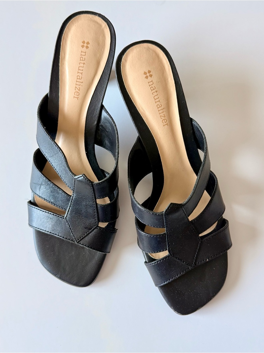 Naturalizer Black Strappy Slip-On Mules